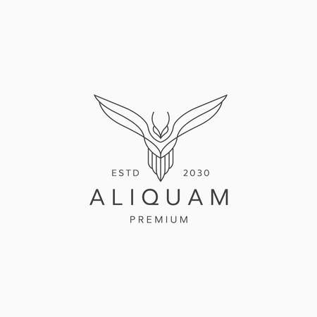 Owl line art logo icon design template flat vectorのイラスト素材