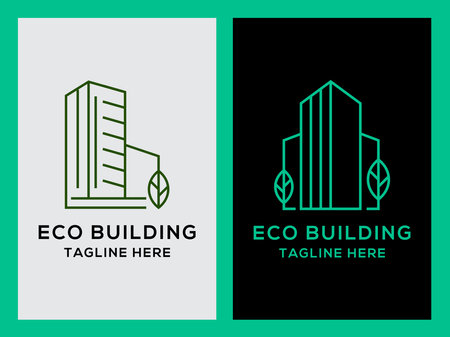 Eco Building Real Estate Logo Set Icon Design Template.Green,のイラスト素材