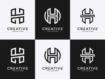 Template logo Set Letter H Initial icon Monogramのイラスト素材