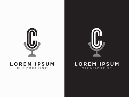 Logo and microphone, initial design letters CC.- Vectorのイラスト素材