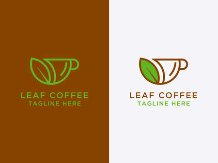logo icon Leaf design set and coffee - Vectorのイラスト素材