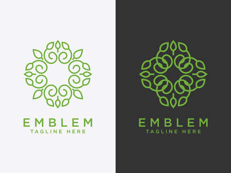 Tempalate Design set Flower logo. Flower icon. Flower emblem.のイラスト素材