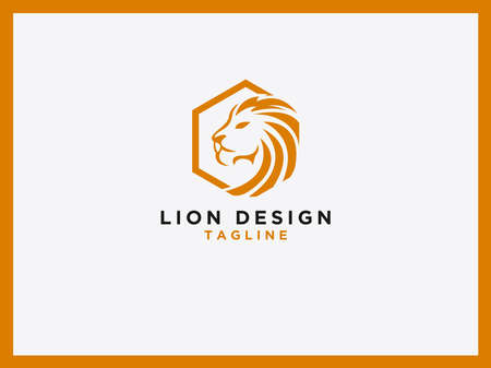 Vector Logo Lion Design Hexagon Monogram Template Iconのイラスト素材