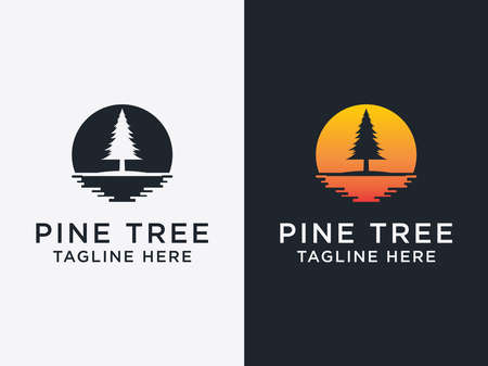 Pine Tree Logo Icon Design Template Vector Illustrationのイラスト素材