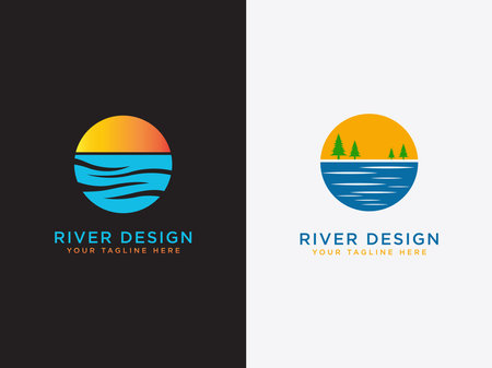 Set River Logo Icon Design Template Vector Illustrationのイラスト素材
