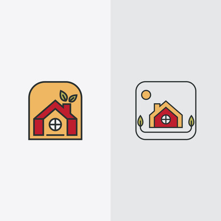 A creative minimalist home with a sweet logo design Set symbol of a house conceptのイラスト素材
