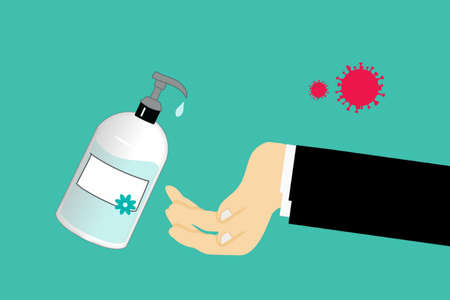 Illustration designed of hand sanitizer for kill germs due to virusの写真素材