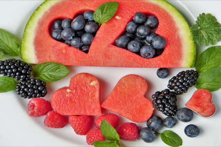 background of fruit salad with beautiful shapeの写真素材