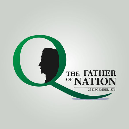 Q letter with green gradient for the father of nation day, 25th decemberのイラスト素材