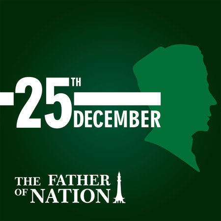 25th December Quaid day the father of nation birthday with green gradient backgroundのイラスト素材
