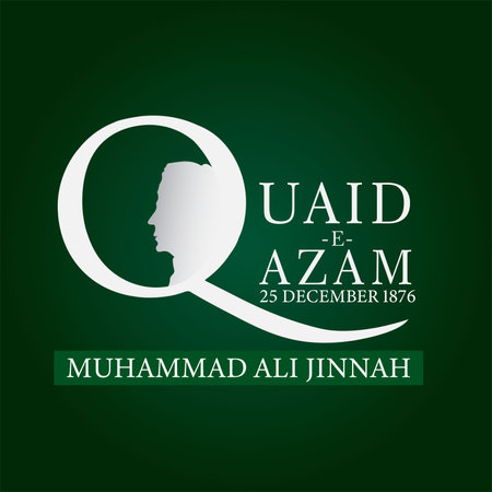 Quaid e azam Day 25th December flat design with gradient backgroundのイラスト素材