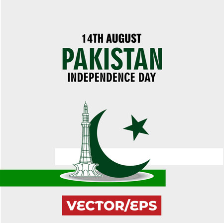 14th August 1947, Pakistan independence day, Lahore Fortのイラスト素材