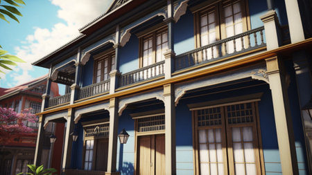 Beautiful colonial style house in the city of Cartagena, Colombiaの素材