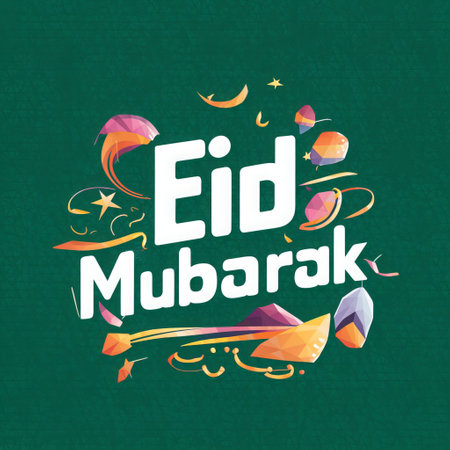 Vector illustration of Eid Mubarak greeting card for Muslim community festival celebration.の素材