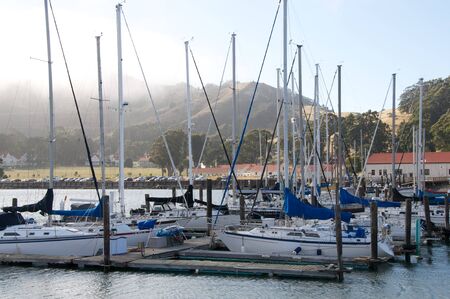 Sailboats docked in the marina just outside of San Francisco.の写真素材