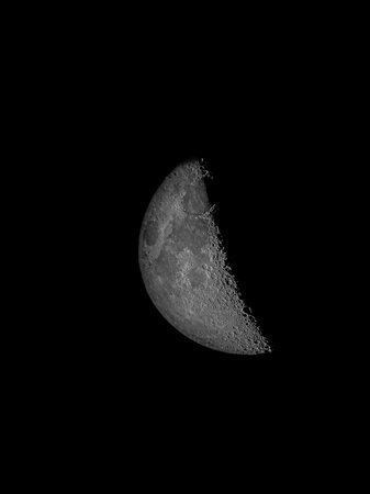 Telescope image of the lunar terminatorの写真素材