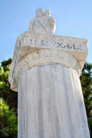 Detail of Bonaria column in Cagliariの写真素材