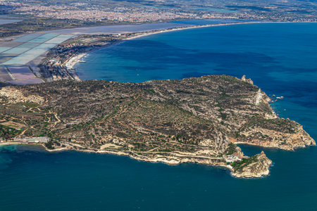 Aerial view of the coastline of Cagliari. Sardinia, Italyの写真素材