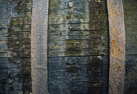 old wooden wine barrel backgroundの写真素材