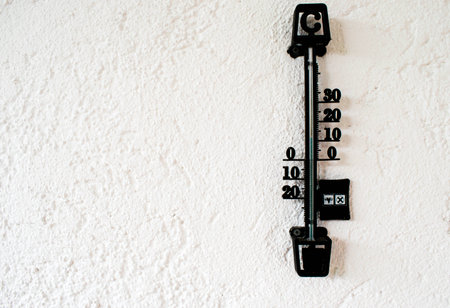 the thermometer on a white wall