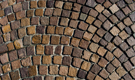 Mosaic colored pavers of small stonesの写真素材