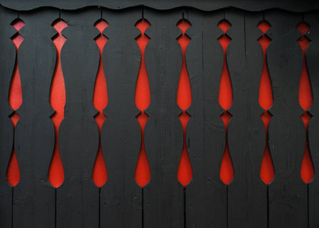 black and red decorated wooden backgroundの写真素材