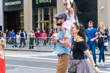 NEW YORK, USA - MAY 5, 2018: Unidentified people on the street of New York.のeditorial素材