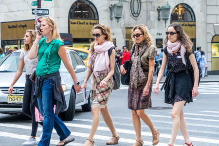 NEW YORK, USA - MAY 5, 2018: Unidentified people on the street of New York.のeditorial素材