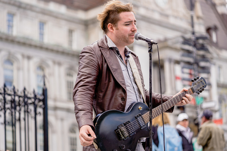 MONTREAL, QUEBEC, CANADA - MAY 20, 2018: People at streets Locals and tourists in Montrealのeditorial素材