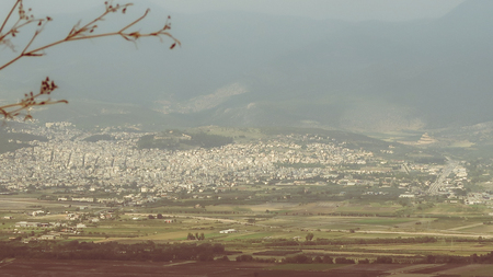 cityscape around Delphi. View from a high hillの写真素材