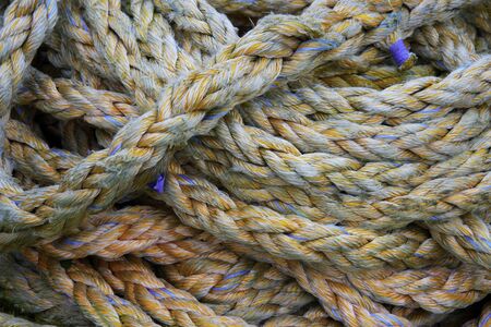 coiled rope at docksideの写真素材