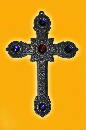 old silver crucifix の写真素材