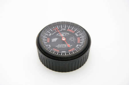 black altimeter and barometer isolated on white background