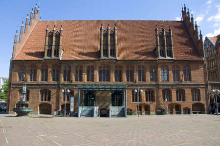 old gothic style townhall of hannover germanyの写真素材