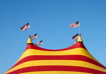 A big top with five American Flagsの写真素材