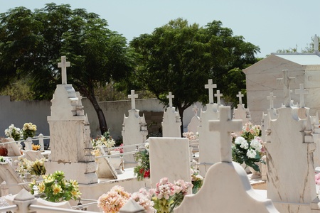 A beautiful decorated cemetery in Portugal のeditorial素材