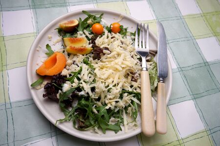 A healthy diet of Fig and cheese saladの写真素材