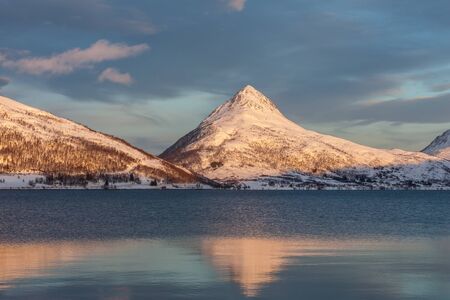 Dramatic sunset over Lofoten islands, Norway. Amazing Dramatic sunset over Lofoten islands, Norway. Amazing landscape.の写真素材