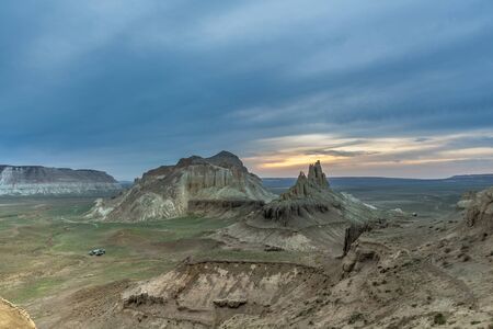 The Ustyurt Plateau. District of Boszhir. The bottom of a dry ocean Tethys. Kazakhstan. selective focusの写真素材