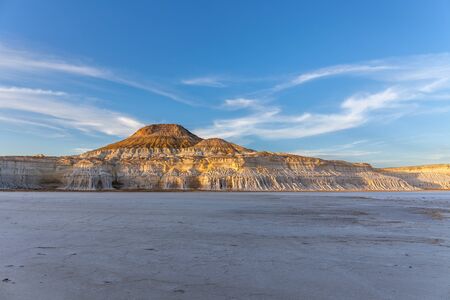 The Ustyurt Plateau. District of Boszhir. The bottom of a dry ocean Tethys. Kazakhstan. selective focusの写真素材
