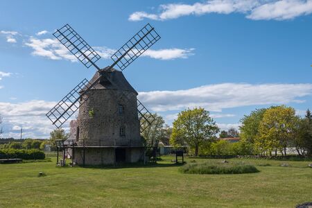 Traditional old windmills on the island Oland in Sweden