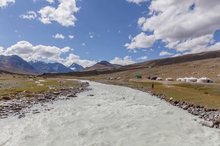 Typical view of Mongolian landscape. Mongolian Altai Mongolia, steppe.