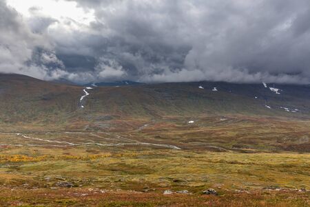 Sarek National Park in northern Sweden in autumn, selective focus