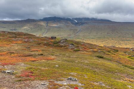 Sarek National Park in northern Sweden in autumn, selective focusの写真素材