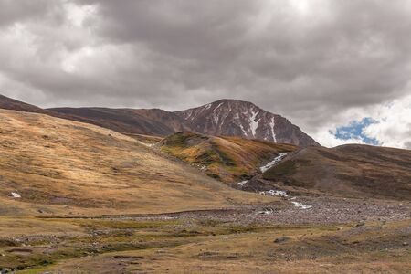 Mongolian landscapes in the Altai Mountains, wide landscape.