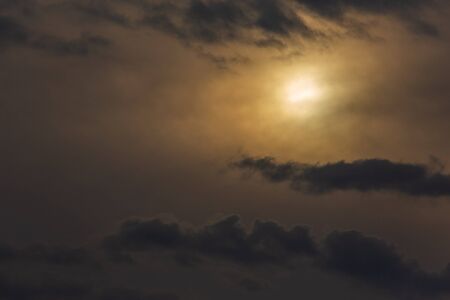 Thunderclouds on a gray sky. Beautiful background.の写真素材