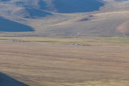 view of grassland of Mongolia. Mongolia landscape. Altai mountainsの写真素材