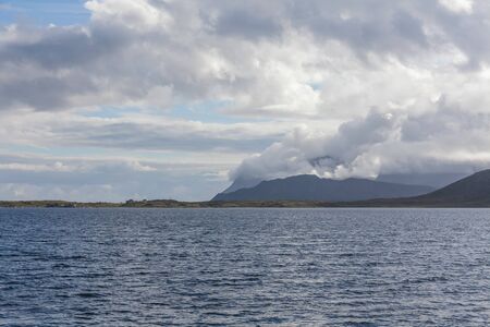 Beautiful Norwegian landscape. view of the fjords. Norway ideal fjord reflection in clear water. selective focusの写真素材