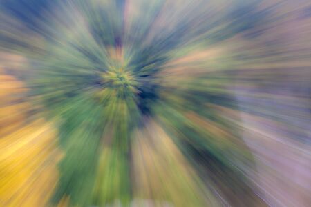 Abstract photo, forest in autumn photographed with different effects of motion and zoom. Colorful textured background. long shutter speed.の写真素材