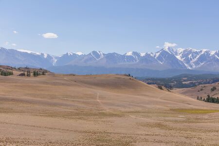 View of Belukha Mountain. Russia.Snow mountains of Altai. Belukha the highest peak of Siberiaの写真素材